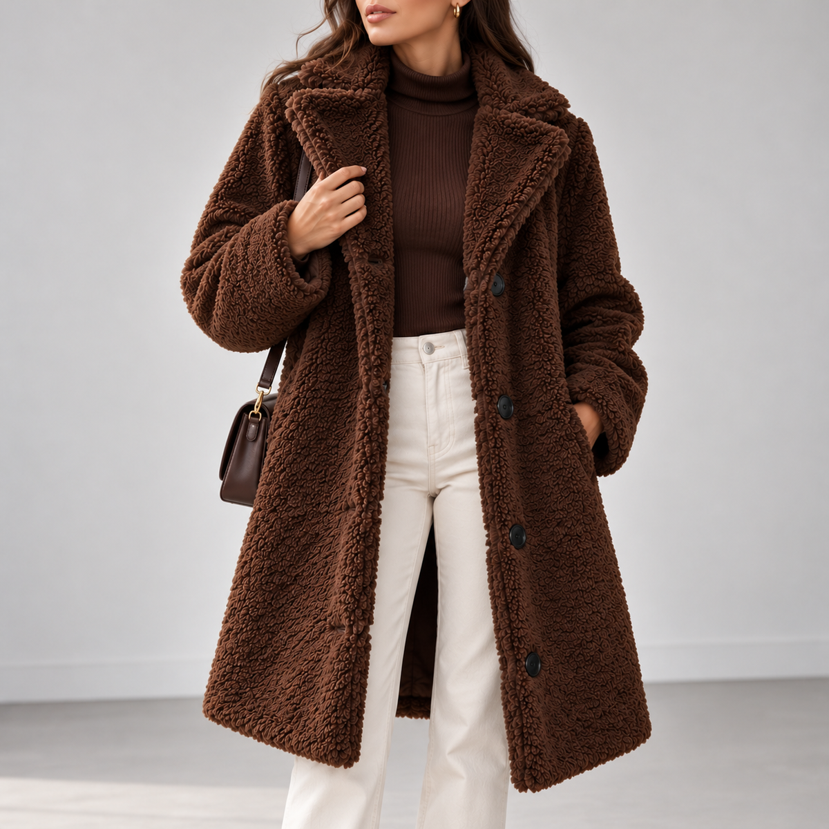 Benedetta Long Lapel Teddy Coat