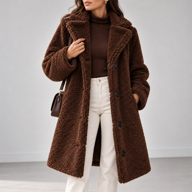 Benedetta Long Lapel Teddy Coat