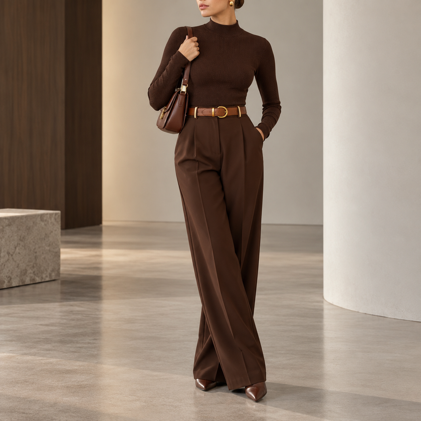 Viviana Mock-Neck Wool-Blend Knit Top