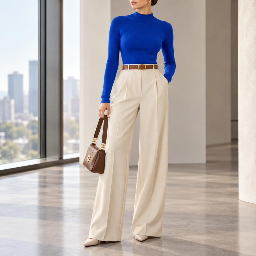 Viviana Mock-Neck Wool-Blend Knit Top