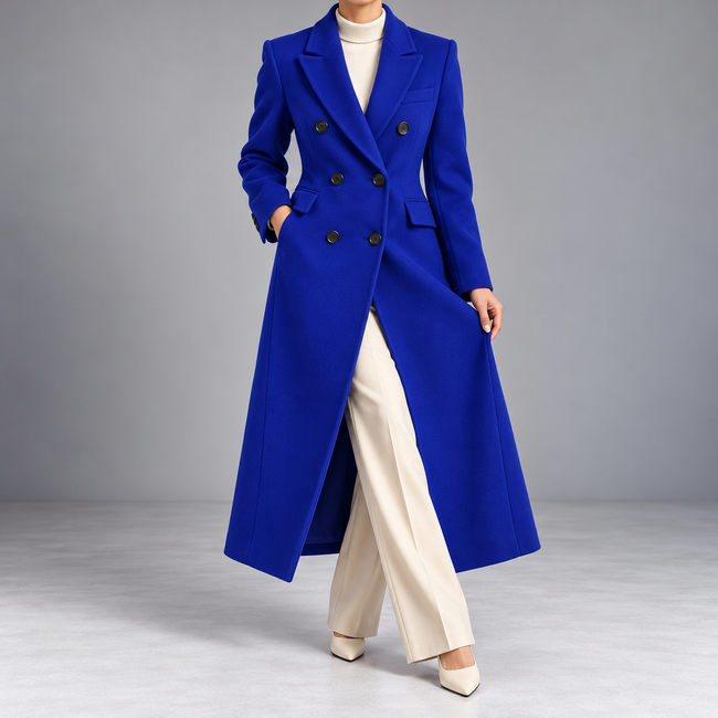 Philippa Double-Breasted Notch-Lapel Wool Coat