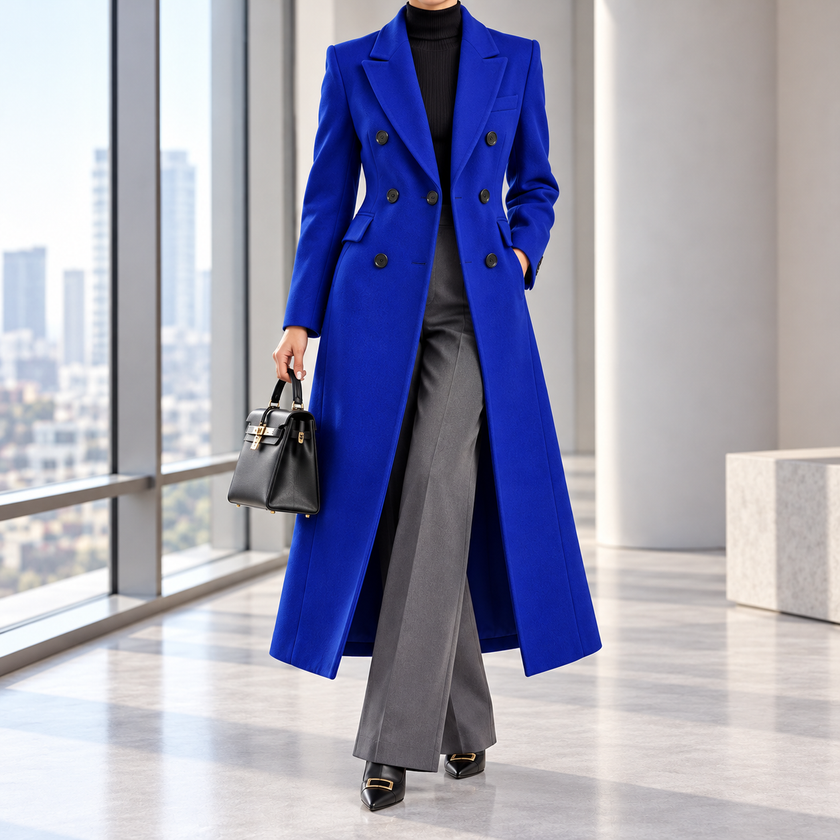 Philippa Double-Breasted Notch-Lapel Wool Coat