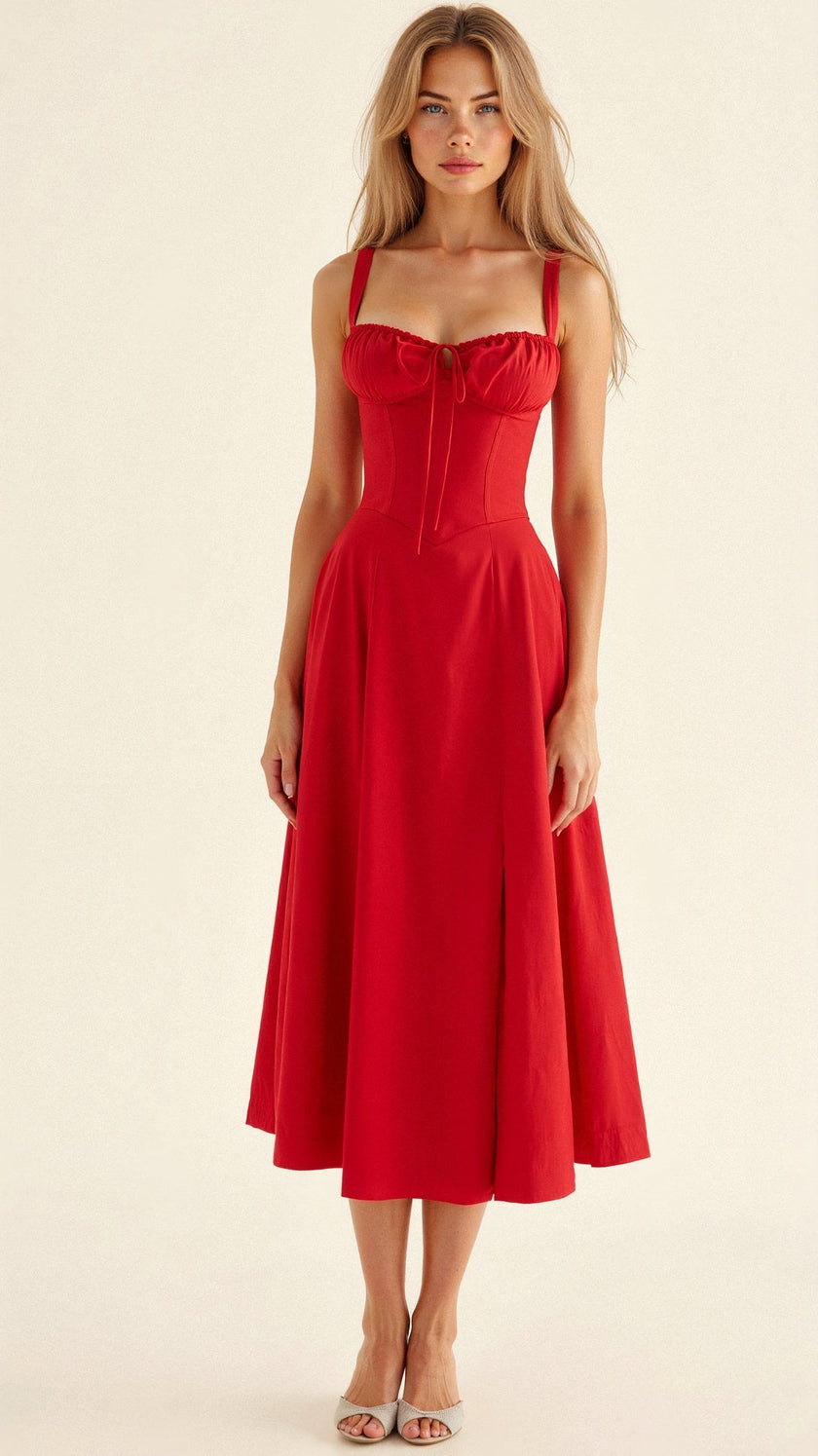Belle Floral Sweetheart Midi Dress