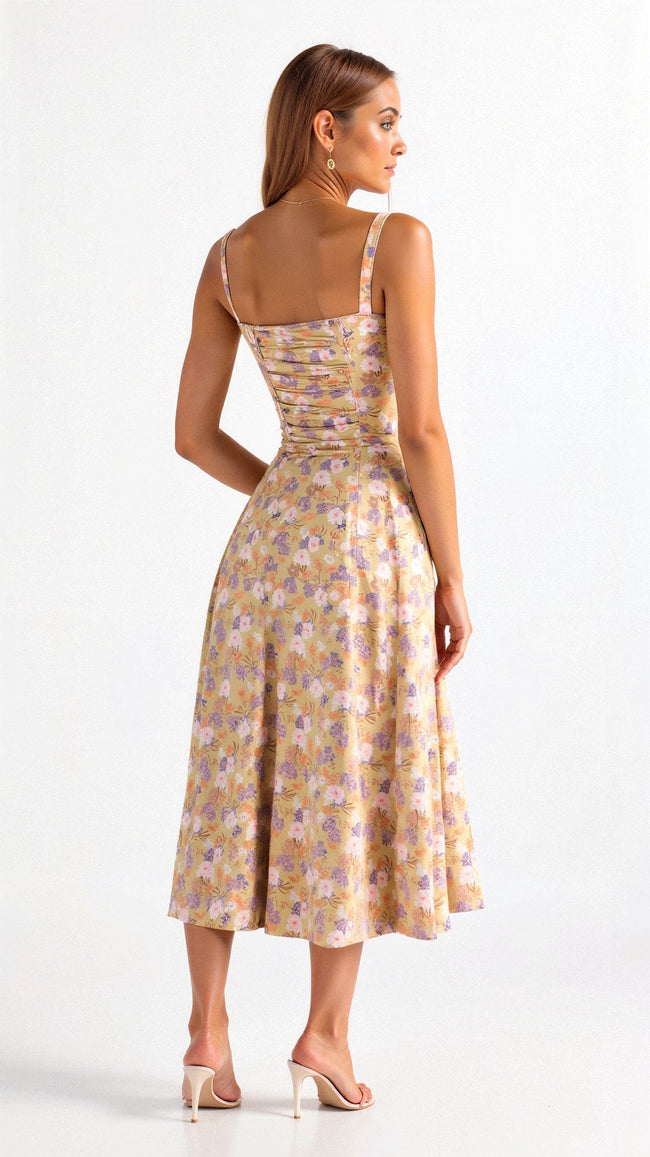 Belle Floral Sweetheart Midi Dress
