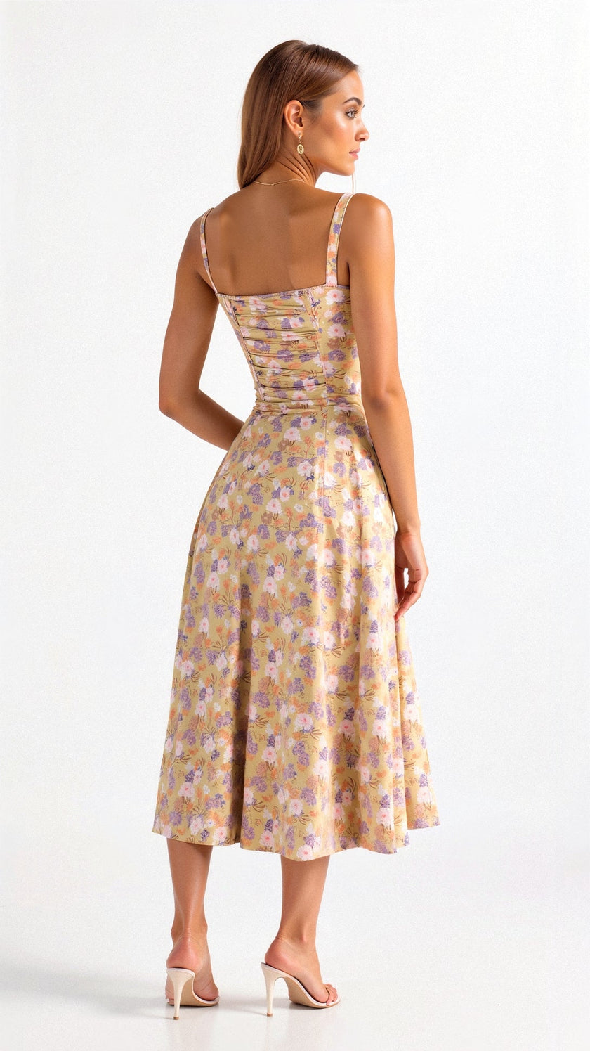 Belle Floral Sweetheart Midi Dress