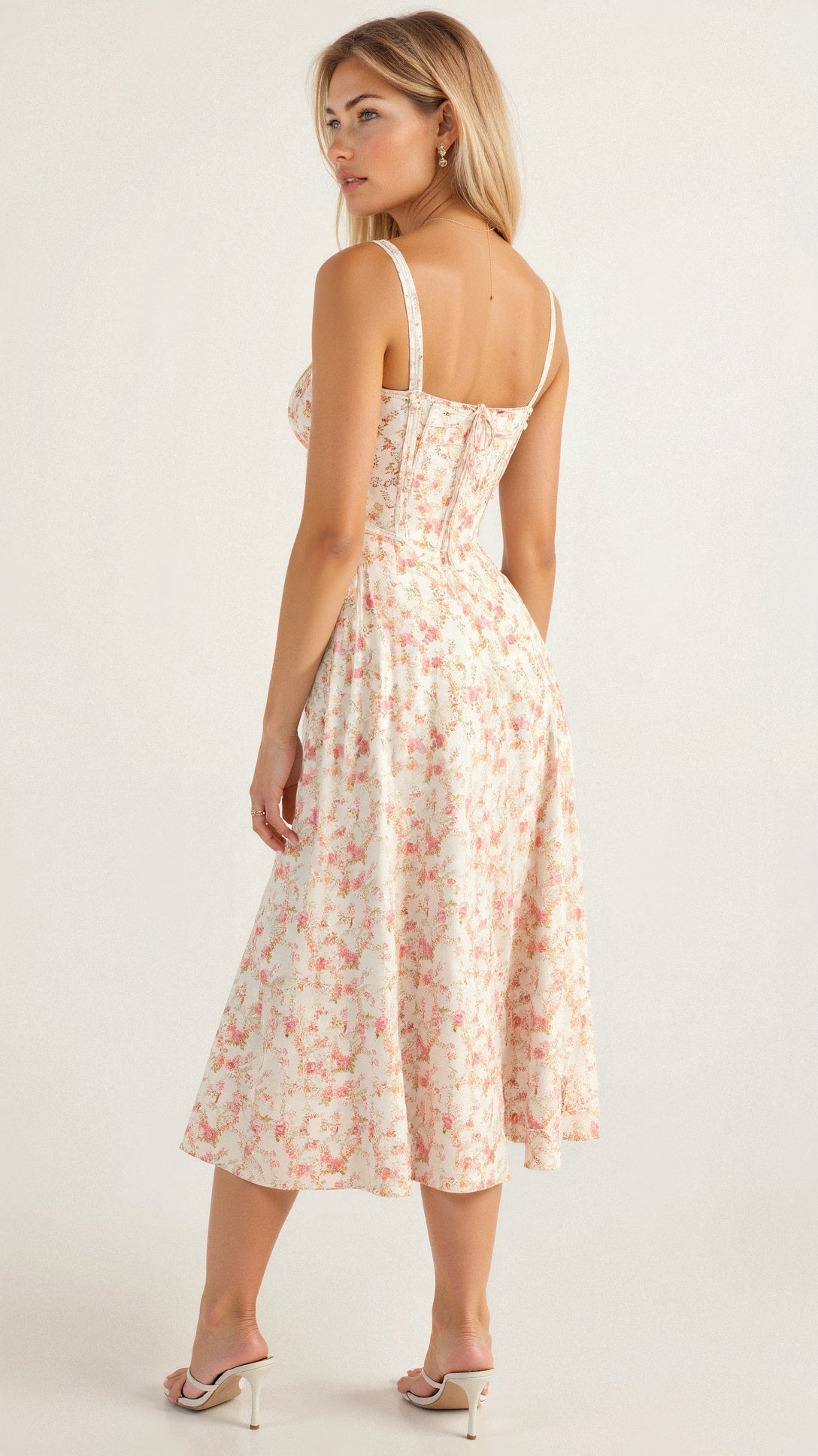 Belle Floral Sweetheart Midi Dress
