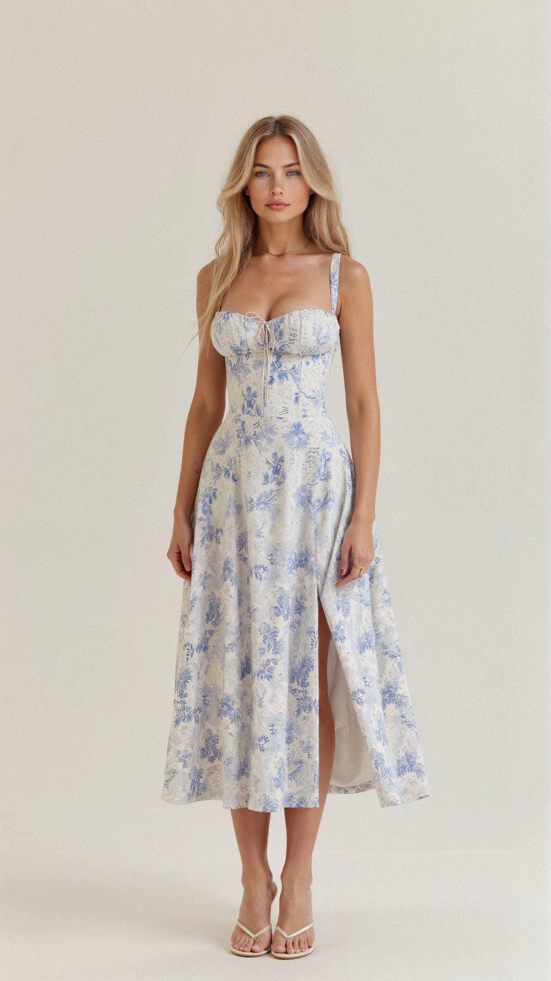 Belle Floral Sweetheart Midi Dress