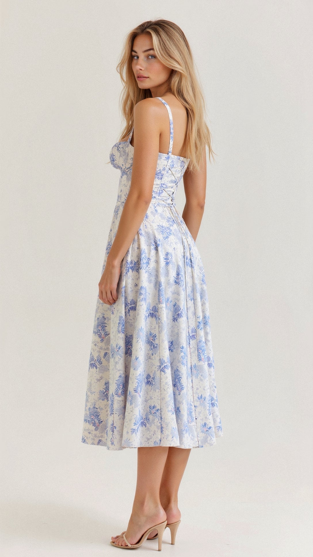 Belle Floral Sweetheart Midi Dress