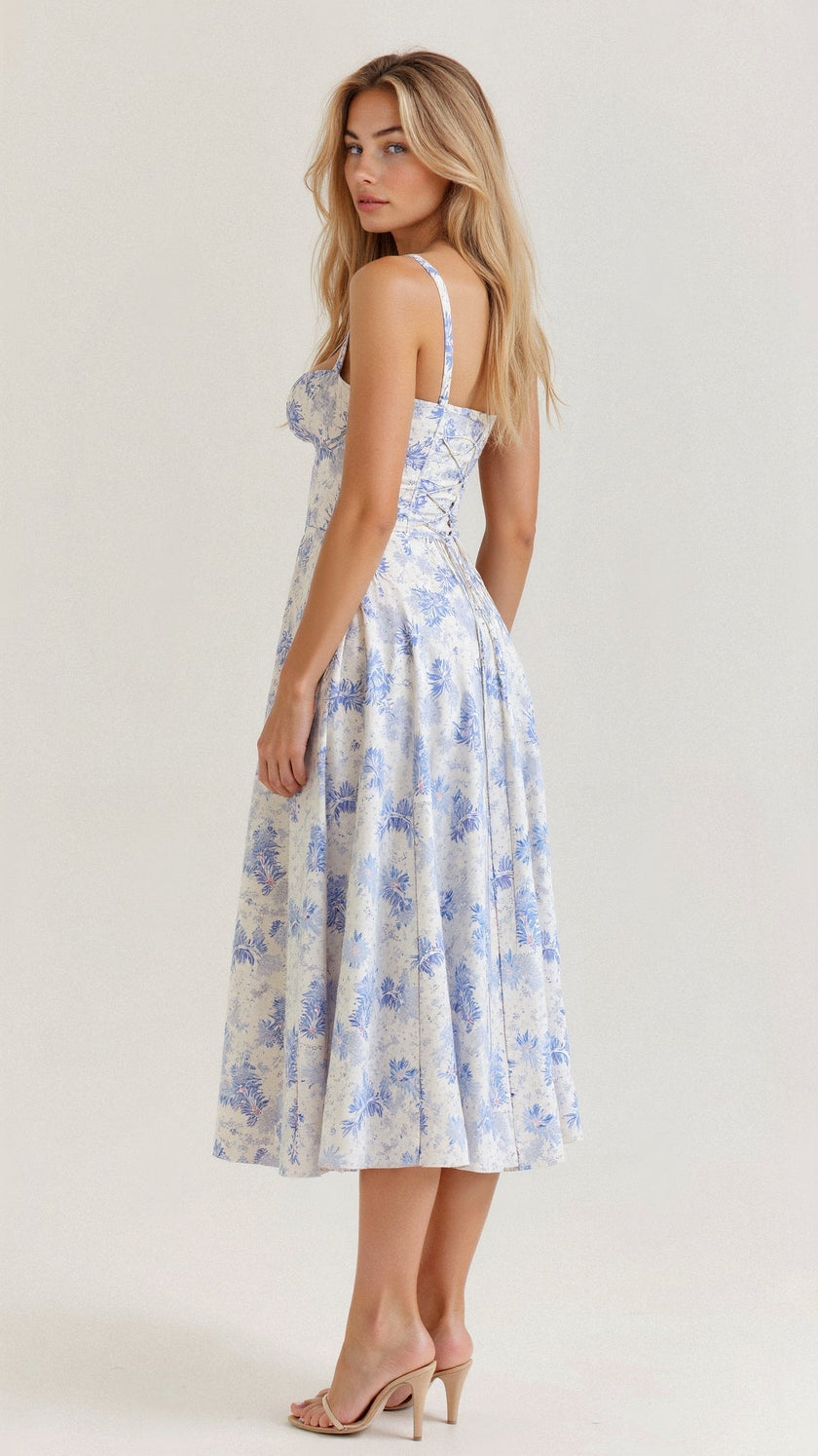 Belle Floral Sweetheart Midi Dress
