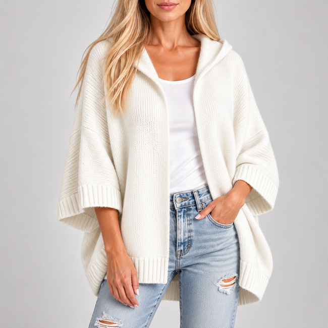 Rosaria Hooded Open-Front Knit Cardigan