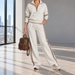 Serenella Zip-Neck Knit Wide-Leg Pants Set