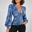 Clarissa Ruched Deep V-Neck Blouse