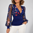 Clarissa Ruched Deep V-Neck Blouse