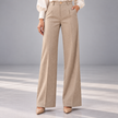 Lorenza Herringbone High-Waist Wide-Leg Pants