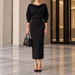Fiammetta Draped-Neck Fitted Midi Dress