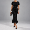 Aveline Crew-Neck Flared Midi Dress