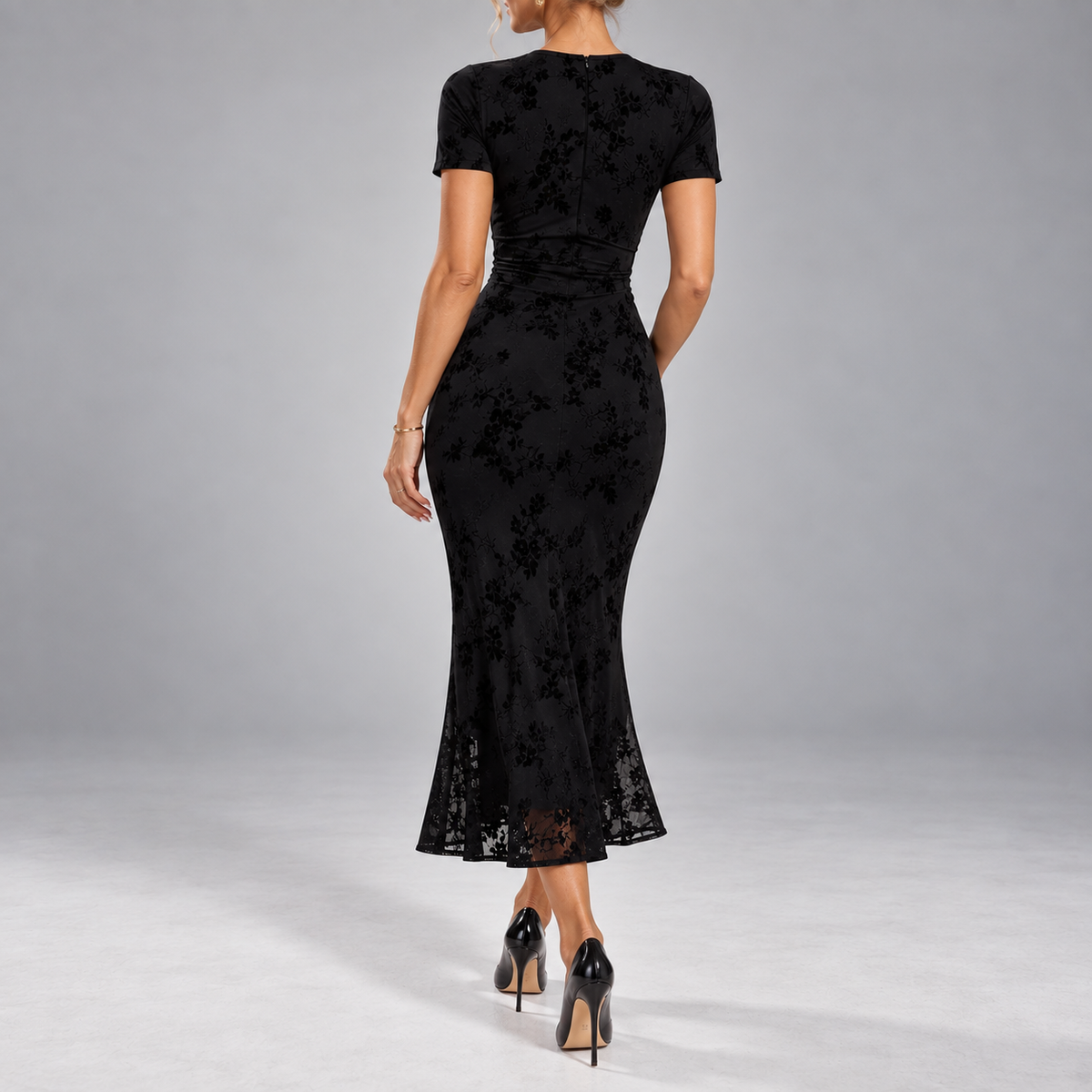 Aveline Crew-Neck Flared Midi Dress