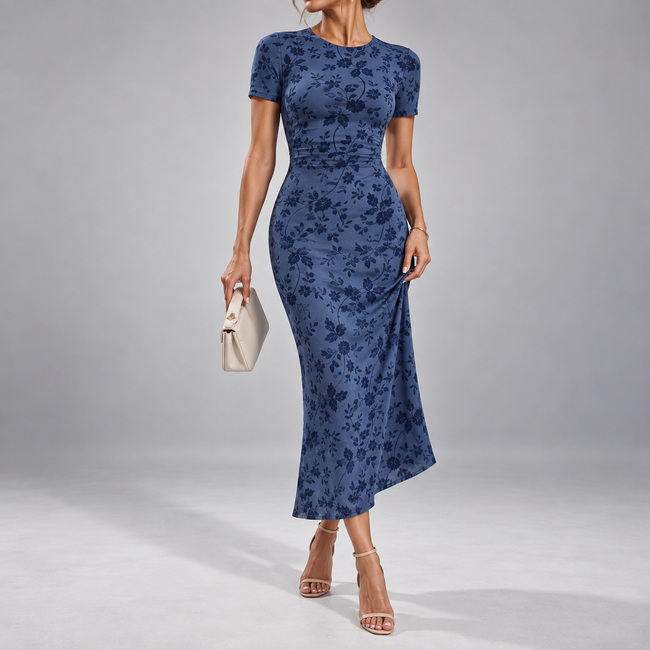 Aveline Crew-Neck Flared Midi Dress