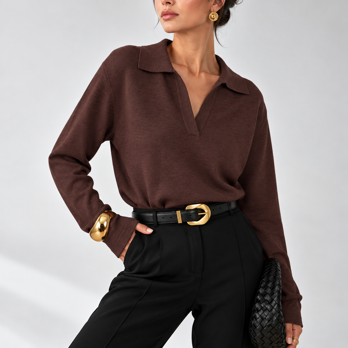 Lavinia Relaxed Collared Pullover Sweater