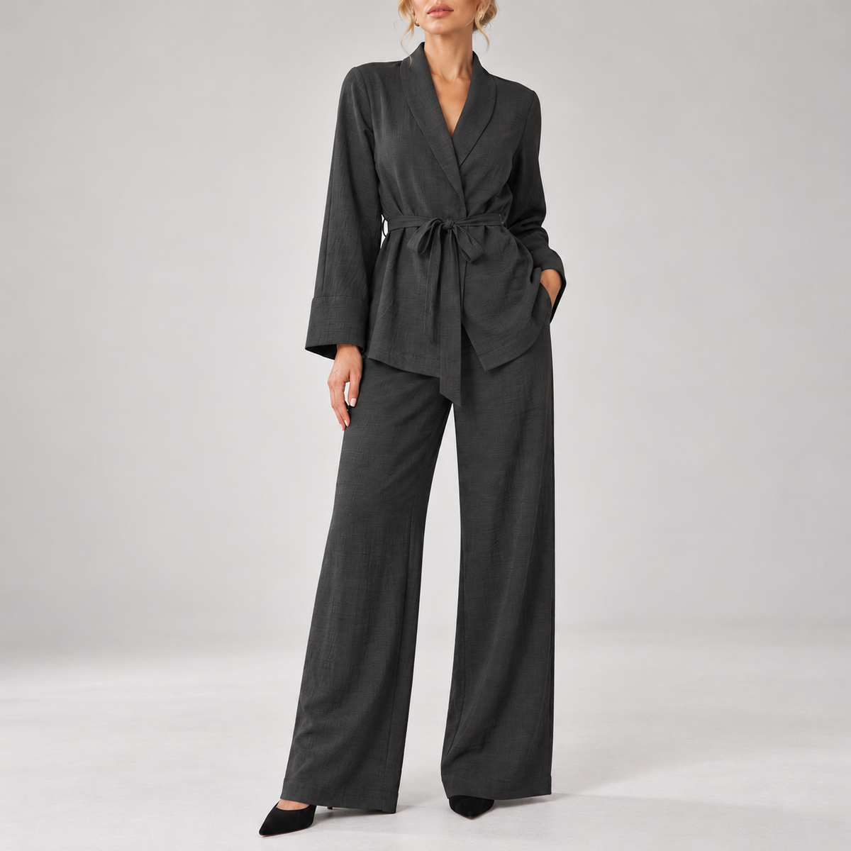 Matilde Draped Tunic Wide-Leg Pant Set