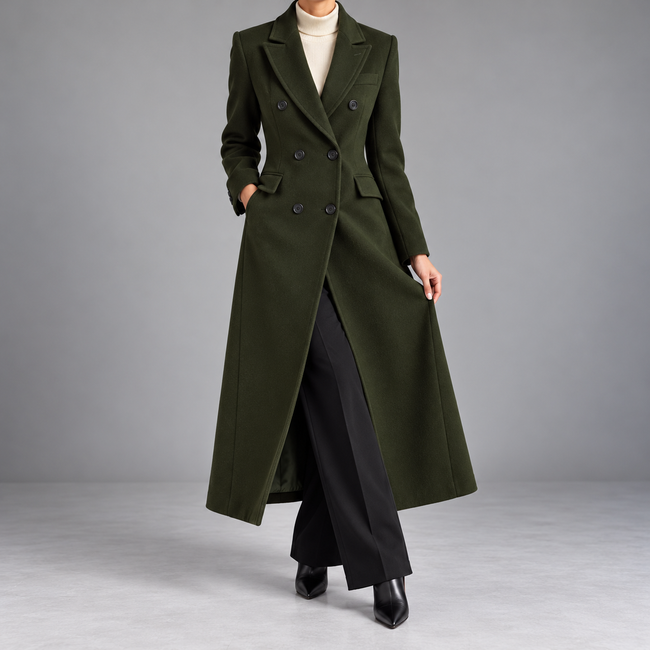 Philippa Double-Breasted Notch-Lapel Wool Coat