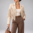 Savannah Cropped Boho Fringe Suede Jacket