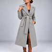 Marcelline Belted Shawl-Collar Wrap Coat