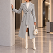 Marcelline Belted Shawl-Collar Wrap Coat