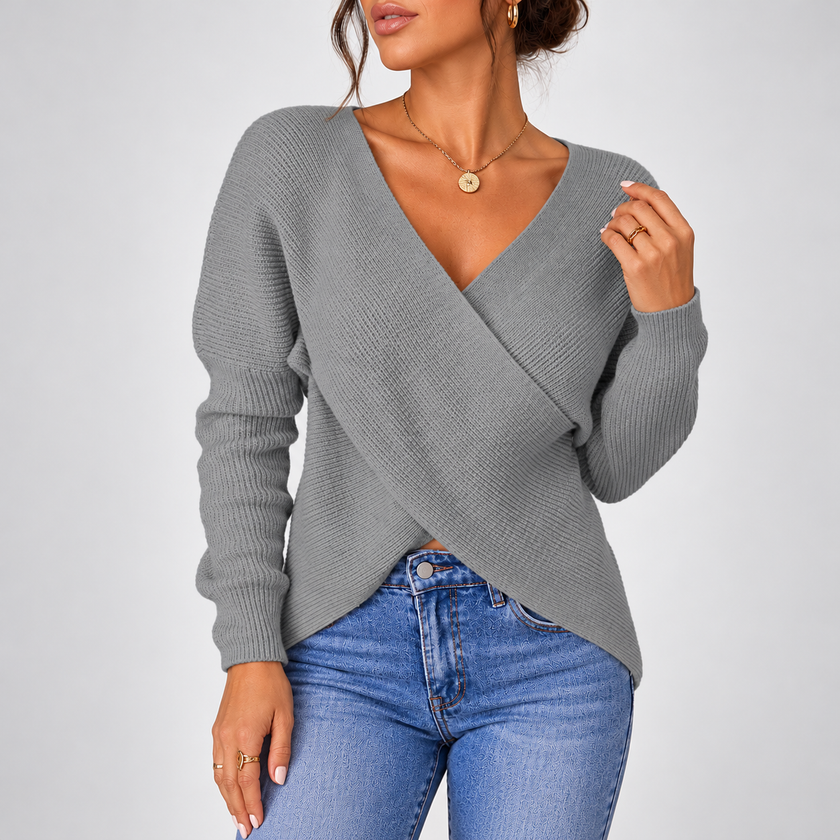 Mirella Wrap Front V-Neck Sweater
