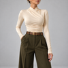 Delphina Cross-Over Collar Cinched Top