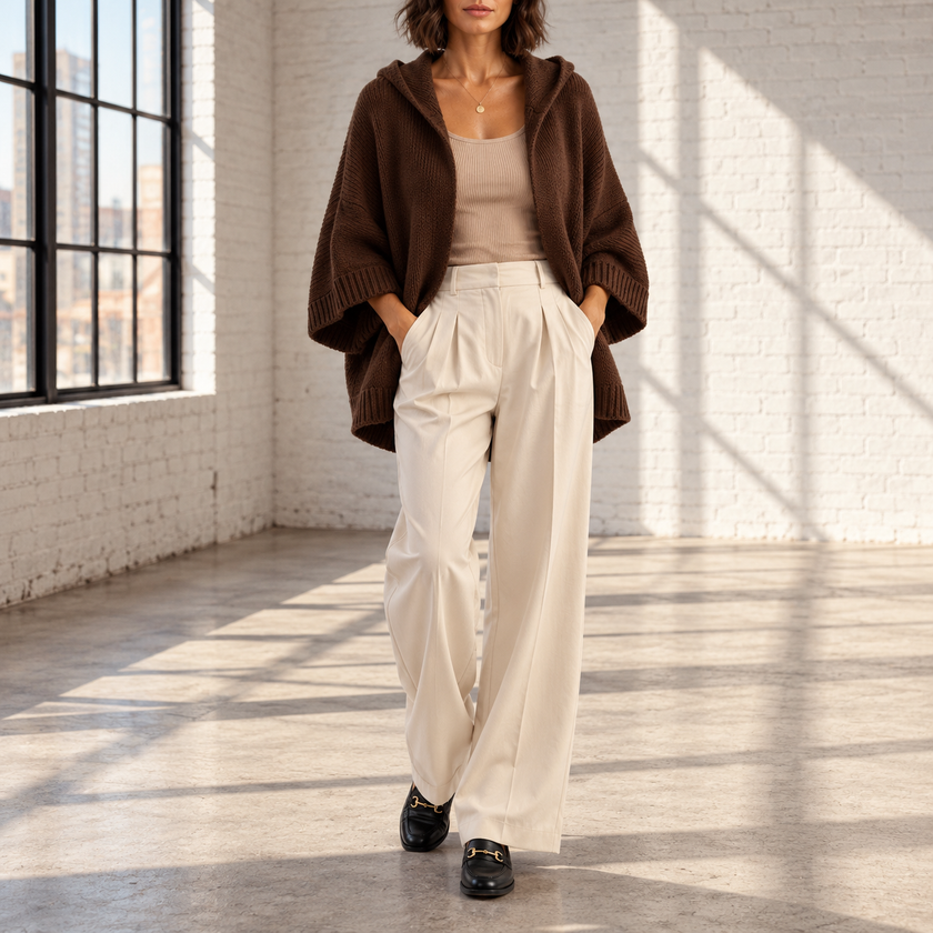 Rosaria Hooded Open-Front Knit Cardigan