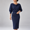 Fiammetta Draped-Neck Fitted Midi Dress