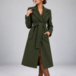 Marcelline Belted Shawl-Collar Wrap Coat