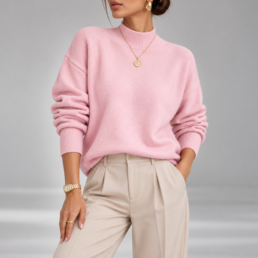 Magnolia Ribbed Roll-Neck Knit Sweater
