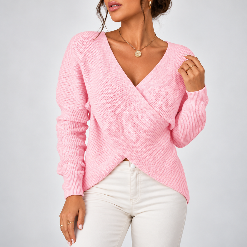 Mirella Wrap Front V-Neck Sweater