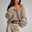 Agnese Fuzzy Oversized V-Neck Cardigan