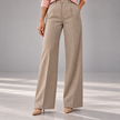 Lorenza Herringbone High-Waist Wide-Leg Pants