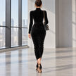 Domenica Ruched Velvet Midi Dress
