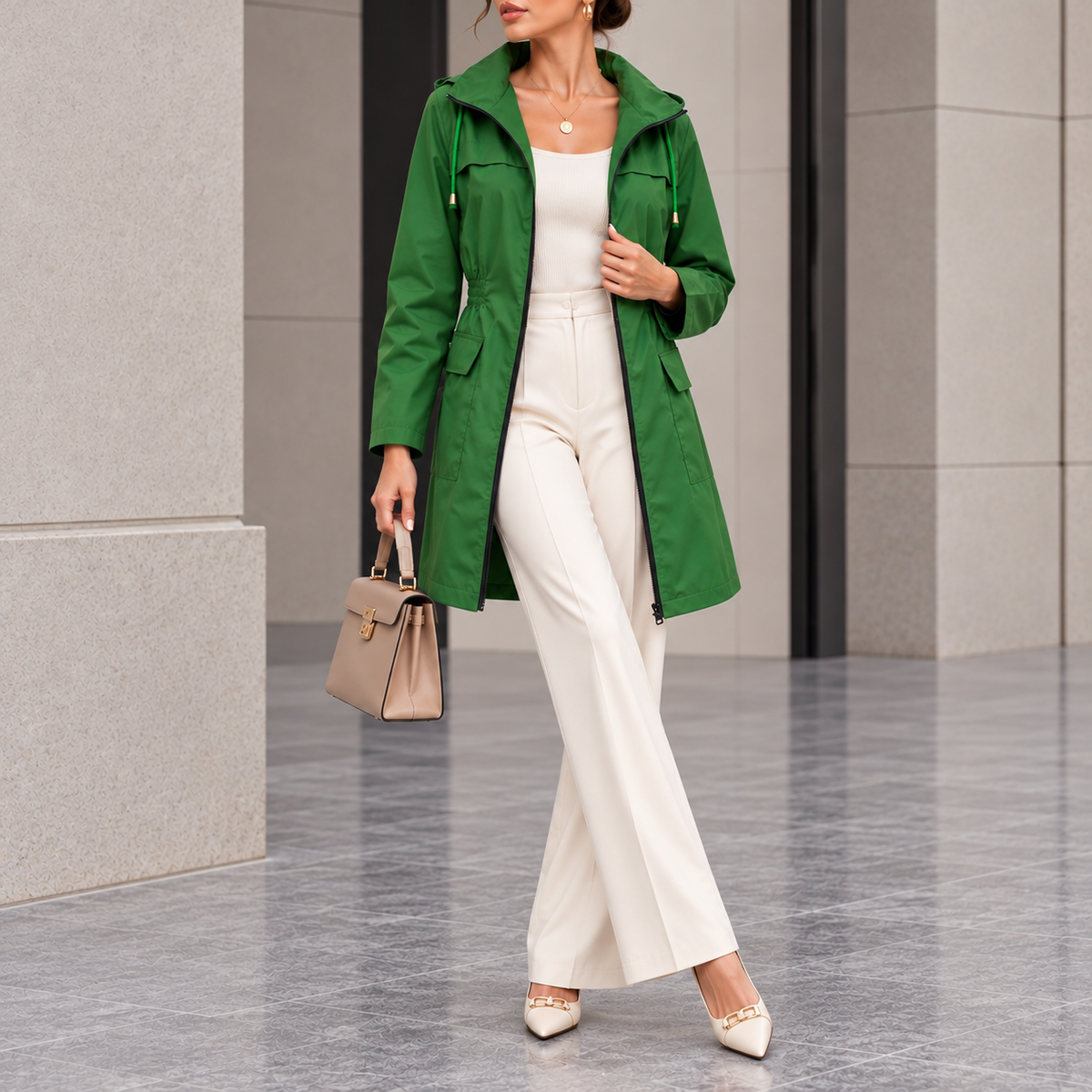 Sabrina Windproof Zip-Front A-Line Jacket