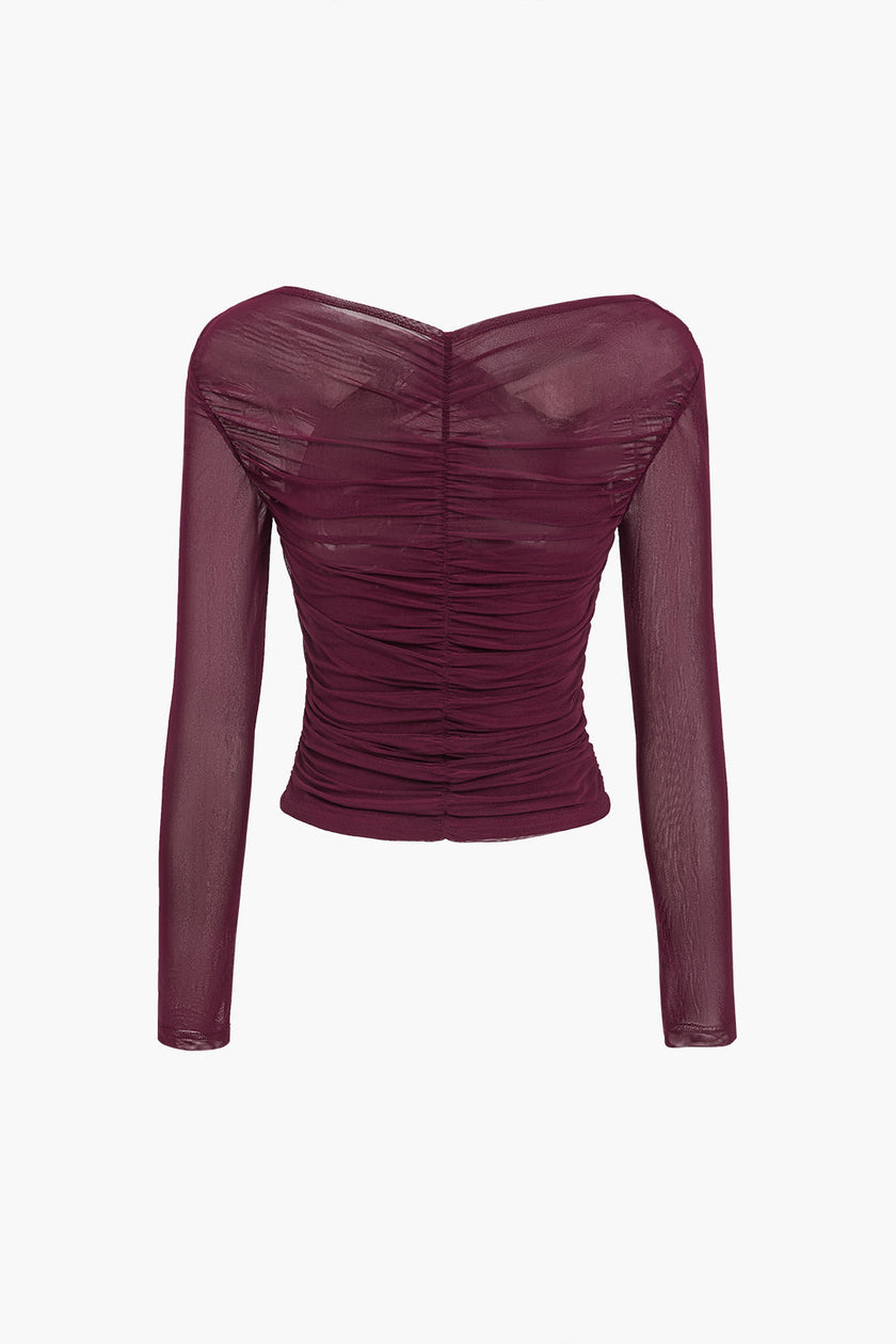 Celeste Sheer Mesh Long Sleeve Top