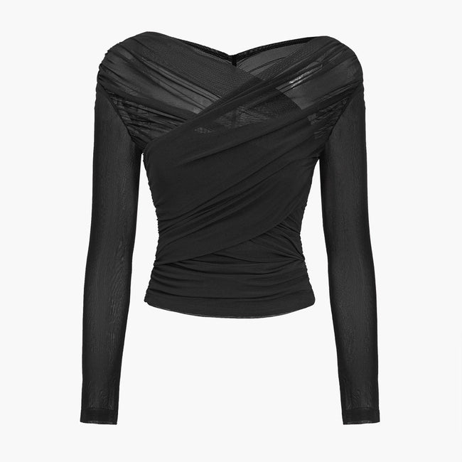 Celeste Sheer Mesh Long Sleeve Top