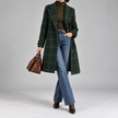 Henriette Plaid Single-Button Wool Coat
