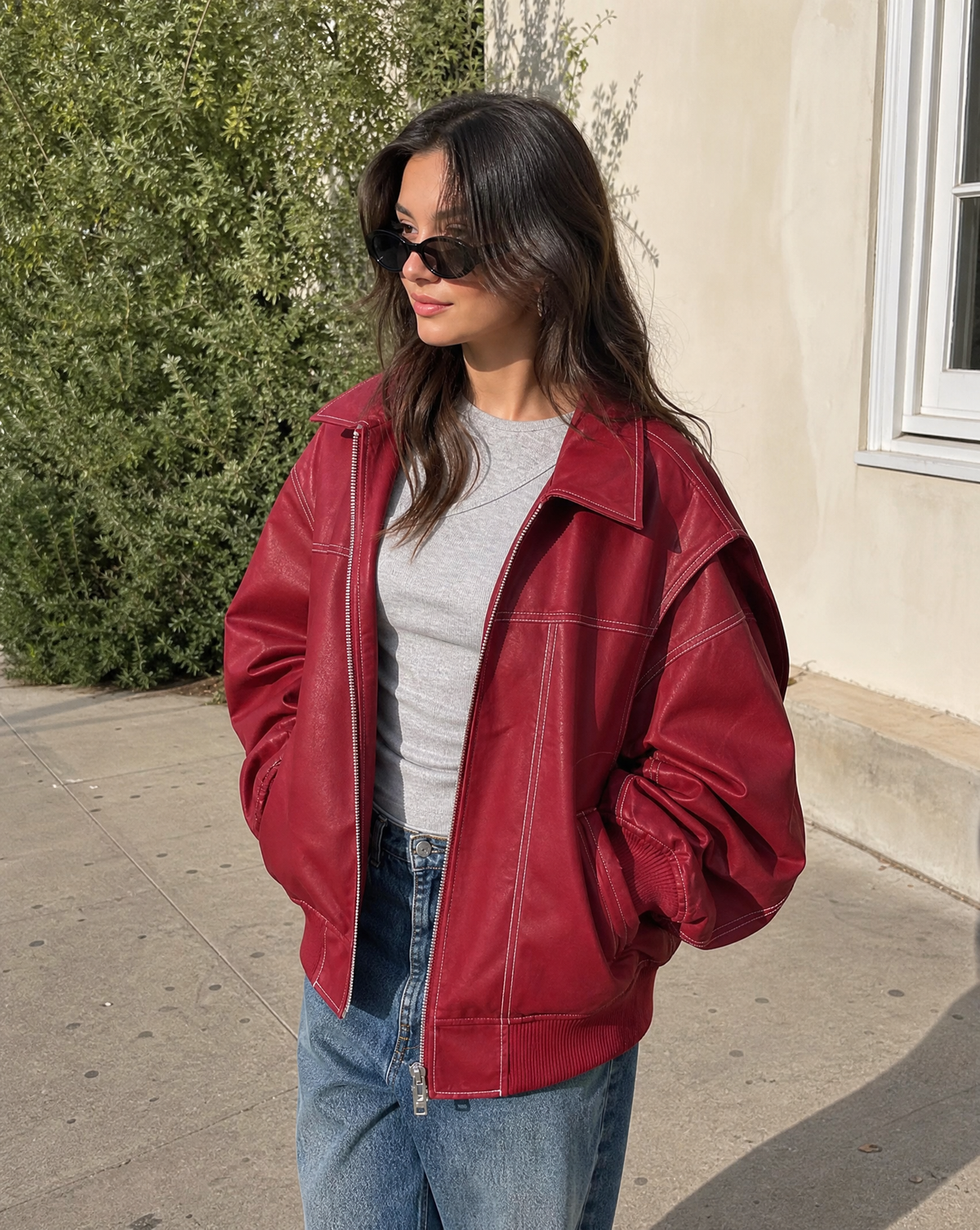 Avery Oversized Zip-Up Bomber Jacket