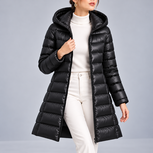 Marianne Hooded Long Quilted Down Jacket