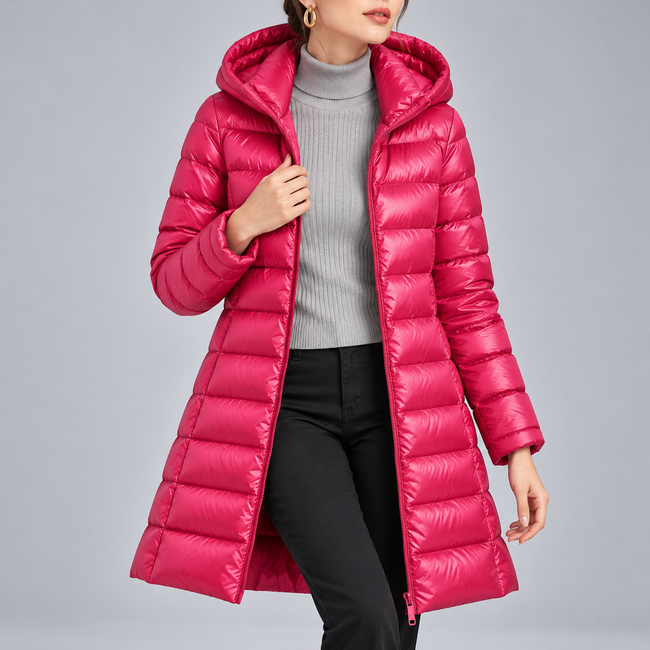 Marianne Hooded Long Quilted Down Jacket