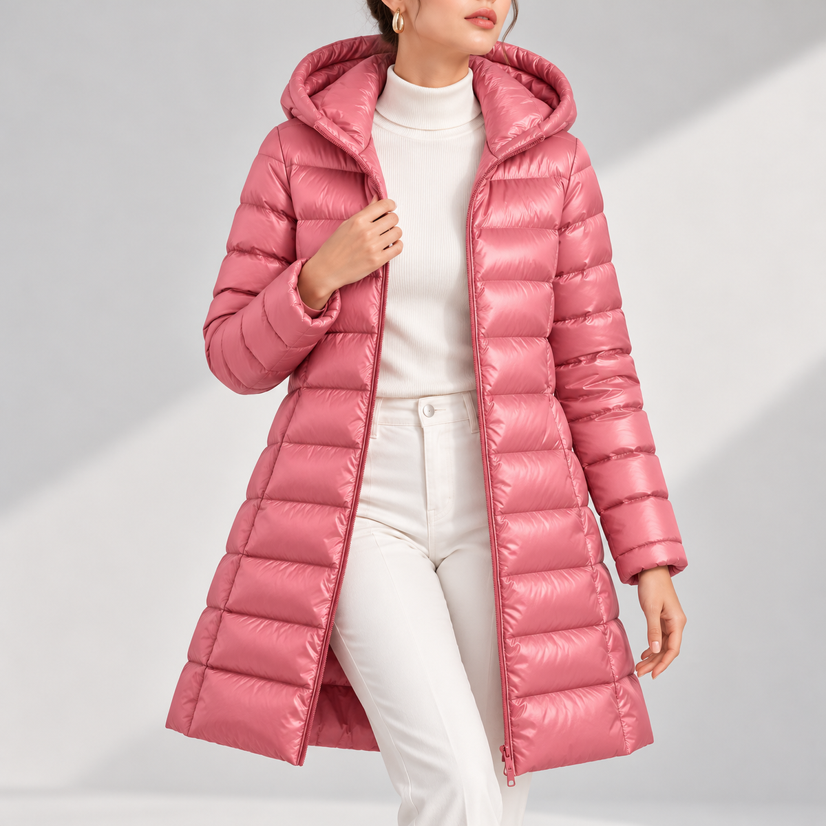 Marianne Hooded Long Quilted Down Jacket