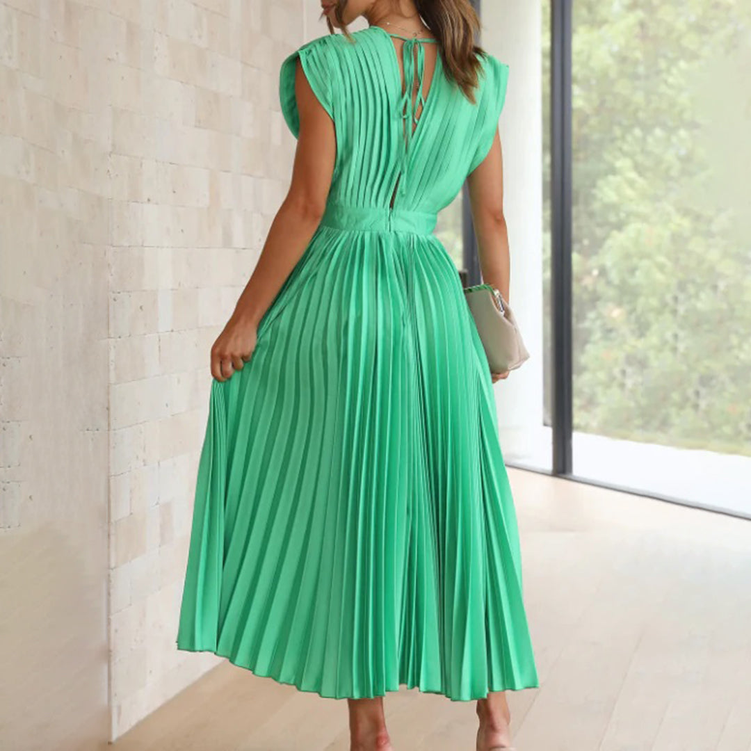 Seraphina Pleated V-Neck Midi Dress Occasion Formal