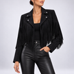 Savannah Cropped Boho Fringe Suede Jacket