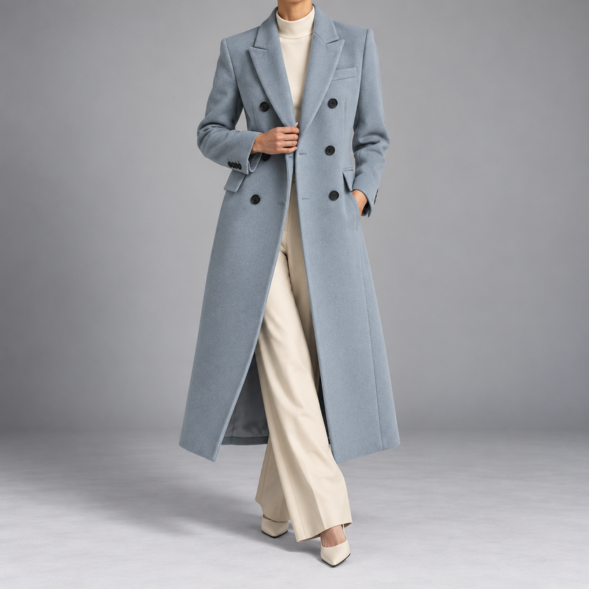 Philippa Double-Breasted Notch-Lapel Wool Coat