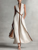 Isabella V-Neck Wrap Linen Maxi Dress